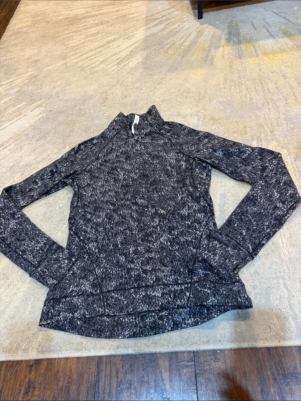 Lululemon Outrun The Elements 1/2 Zip Pullover Top Jacquard Black Size 8 new